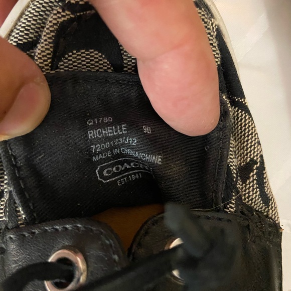Coach Richelle Topsider Boat Shoes Canvas Leather Black Womens SZ 9B Monogram - Picture 5 of 6